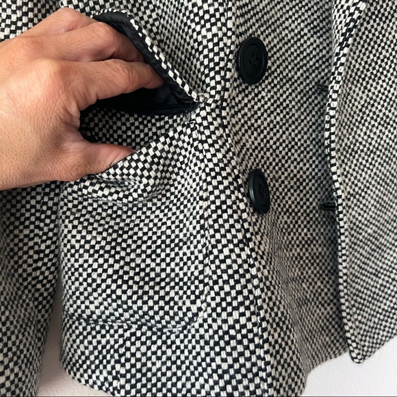 Philippe Adec Paris Womens Double Breasted Jacket Blazer Size 2 Black White - Picture 6 of 8